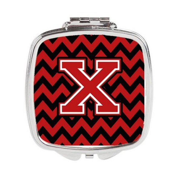 Carolines Treasures Letter x Chevron Black and Red Compact Mirror CJ1047-XSCM